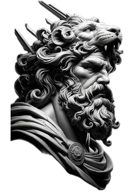 Greek Sculpture Tattoo, Hercules Tattoo Design, Hades Statue, Ares Tattoo, Hercules Statue, Hercules Tattoo, Angel Sculpture Art, Zeus Statue, Greek Mythology Statue