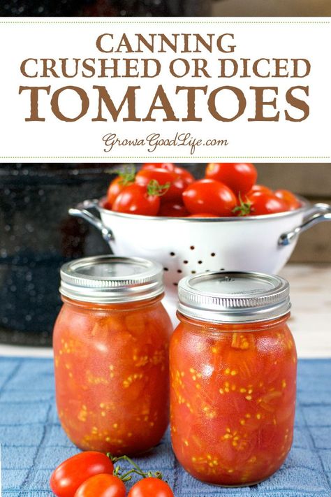 Canning your own crushed or diced tomatoes is a quick way to preserve a bumper crop of ripe tomatoes. You can use the canned tomatoes in so many ways, including adding to chilies, soups, and casseroles. #preserving #harvest #canning Best Canned Tomatoes, Canned Tomato Recipes, Preserve Tomatoes, Stews And Casseroles, Can Tomatoes, Canning Tomatoes Recipes, Easy Canning, Canning Crushed Tomatoes, Canning Fruit