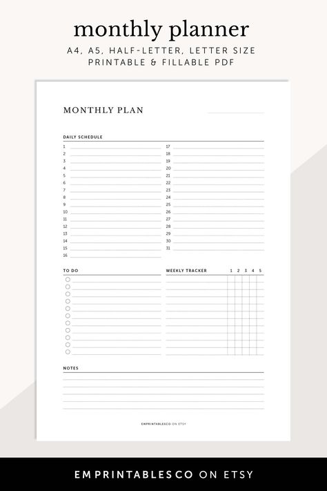 The printable monthly planner allows you to plan out your month, including important dates, appointments, and events, while the daily schedule feature breaks down your day into manageable tasks. It includes a weekly tracker, which provides an overview of your progress for the week, ensuring that you're staying on track with your goals, and the to-do list section allows you to jot down important tasks or reminders. Monthly Schedule Planner, Monthly Goals Planner, Reminder List, Life Goal Planner, Agenda Printable, Weekly Tracker, Planners Ideas, Create Your Own Planner, Planner Goals