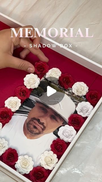 Custom Memorial Gifts on Instagram: "Custom memorial shadow box 🕊  Memorial gift for your loved one  . . . #memorialgifts #paperflowers #shadowboxes #memorialgiftideas #viralreels #smallbusiness #shadowboxframe #memorialframe #explorepage #fyp #memorialgift #restinpeace #smallbusinessowner #smallbusinesssupport" Memorial Frames Diy, Diy Memorial Shadow Box Ideas, In Loving Memory Shadow Box Ideas, Shadow Box Ideas For Passed Loved Ones, Memorial Crafts For Loved Ones Diy, Memorial Gifts Diy, Shadow Box Ideas Memorial, Shadow Box For Passed Loved Ones, Memory Shadow Box Ideas