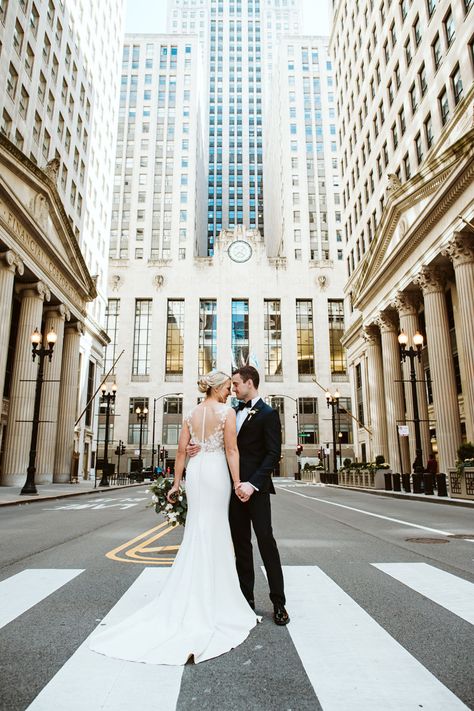 Chicago Riverwalk Wedding Photos, Chicago Wedding Photos Locations, Chicago Board Of Trade, Chicago Wedding Photos, Chicago Engagement Photos, Blue Tuxedo, Wedding Posing, Chicago Pictures, City Engagement Photos