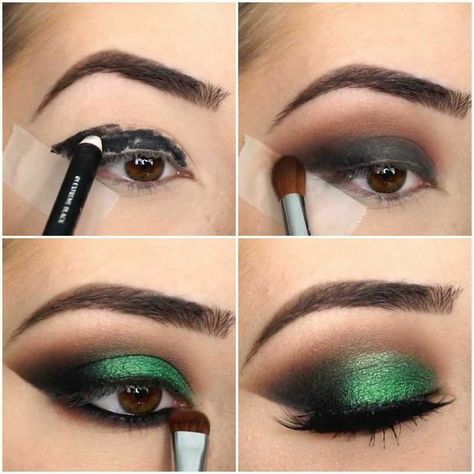 Makeup Verde, Green Dress Makeup, Arabic Eye Makeup, Green Eyeshadow Look, Party Eye Makeup, Green Smokey Eye, Hazel Eye Makeup, Prom Eye Makeup, Witch Makeup