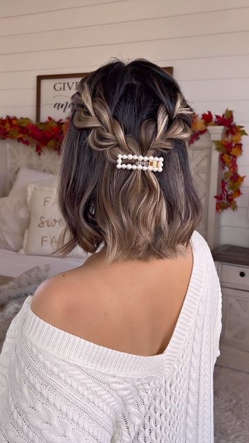 Prom Hairstyles For Short Hair, Hairdos For Short Hair, Short Hair Tutorial, Peinados Fáciles Para Cabello Corto, Hair Stylies, Work Hairstyles, Short Wedding Hair, Penteado Cabelo Curto, Braided Hair