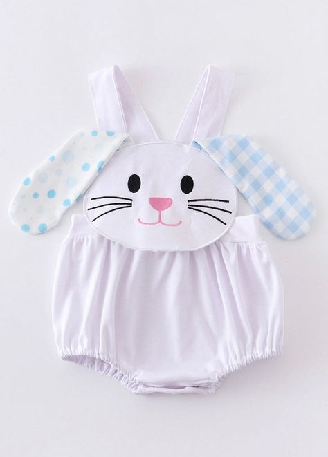 Rabbit Applique, Bubble Clothes, Baby Spring, Baby Rabbit, Easter Bunny Rabbit, Baby Boy Romper, Baby Easter, Spring Baby, Bubble Romper