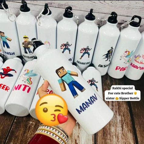 Contact 7206926018 CUSTOMISE WATER BOTTLE SIZE - 600 ML SIZE - 750 ML Same day despatch Available in panipat Free shipping all over india #rakhispecial #giftideas #onlineshopping #onlinestore #viral #india Customised Water Bottles, Bottle Sizes, Water Bottle, India, Free Shipping, Water, Quick Saves