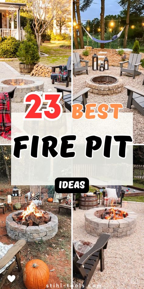 Discover how to create a stunning and cozy backyard with these 23 fire pit ideas. From simple, budget-friendly designs to elegant outdoor seating areas, these fire pits offer the perfect blend of style and functionality. Transform your garden or patio into a warm and inviting space. Backyard Firepit Area, In Ground Fire Pit, Backyard Fire Pit Ideas, Diy Fire Pit Ideas, Cinder Block Fire Pit, Outdoor Fire Pit Area, Brick Ovens, Fire Pit Garden, Outside Fire Pits