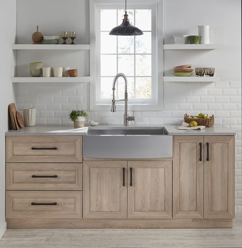 CLJ Cove // Guest bathroom vanity! Kitchen Cabinet Inspiration, Stained Kitchen Cabinets, Cabinet Inspiration, Apron Front Kitchen Sink, Small Dishes, Classic Farmhouse, Farm Sink, Farmhouse Sink Kitchen, Sink Design