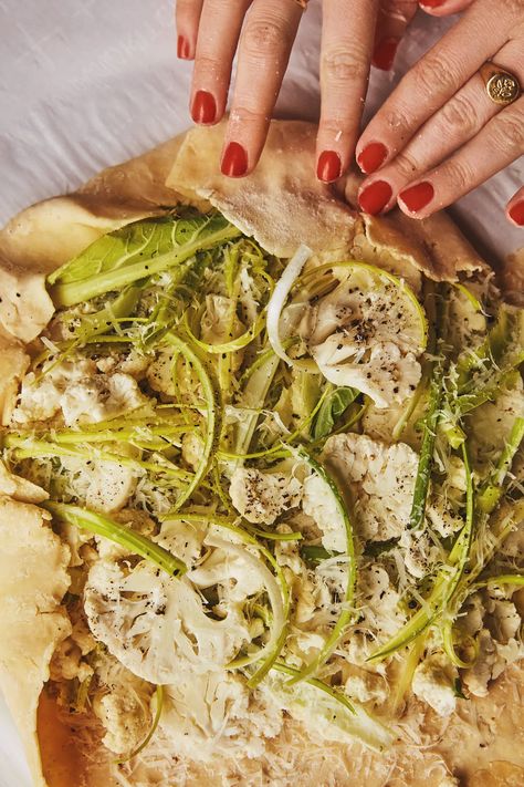 Creamy Cauliflower Galette - by Alison Roman - a newsletter Cauliflower Galette, Leek Galette, Savoury Tarts, Alison Roman, Creamy Cauliflower, Fennel Salad, Savory Tart, Vegetable Sides, Veggie Sides