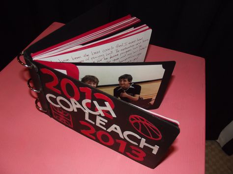 More views of the coach gift at my sons sports banquet.  Mini Cricut album. Wrestling Gift Ideas, Wrestling Banquet, Softball Banquet, Volleyball Banquet, Lacrosse Party, Lacrosse Practice, Track Coach, Soccer Banquet, Gift Ideas Kids