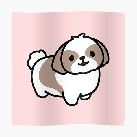 "Shih Tzu" Sticker by littlemandyart | Redbubble Shih Tzu Illustration Cartoon, Shih Tzu Drawing Easy, Shih Tzu Svg, Shih Tzu Doodle, Shih Tzu Drawing, Shih Tzu Illustration, Shih Tzu Cartoon, Shih Tzu Sticker, Pet Portrait Tattoos