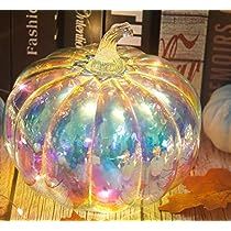 CFDECOR Mercury Glass Pumpkin Light with Timer, with 10 Fairy Lights Inside, Battery Operated Led Pumpkin Light, Ideal for Halloween Fall Decoration,Thanksgiving, Xmas Decoration(Multi Color) Halloween Table Centerpieces, Pumpkin String Lights, Halloween Bat Decorations, Fall Table Centerpieces, Halloween Table Decorations, Faux Pumpkins, Indoor String Lights, Fall Decoration, Pumpkin Lights