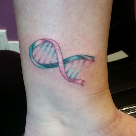 Previvor Brca Tattoo, Brca Gene Tattoo, Previvor Tattoo, Brca1 Positive, Dna Helix, Creative Tattoo, Ribbon Tattoos, Ink Inspiration, Awesome Tattoos