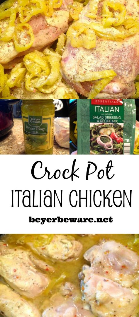 A simple crock pot Italian chicken recipe with three ingredients that is full of flavor and cooks all day in the crock pot. Crock Pot Italian Chicken, Crockpot Italian Chicken, Crock Pot Italian, Crockpot Italian, Chicken Crock Pot, Italian Chicken Crockpot, Tuscan Recipes, Italian Chicken Recipes, Top Chicken Recipes