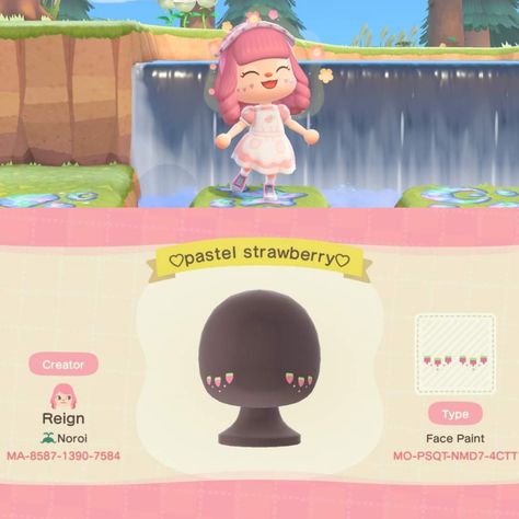 animal crossing new horizons custom design Acnh Kawaii Face Paint, Animal Crossing Accessories Codes, Face Design Animal Crossing, Acne Custom Designs Clothes, Nezuko Animal Crossing, Acne Custom Designs, Animal Crossing Design Codes Face Paint, Kawaii Animal Crossing Clothes, Animal Crossing Face Codes