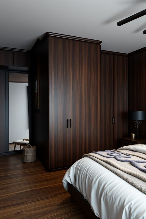 Looking to transform your sleeping space? Check out these 15 stunning dark wood bedroom ideas that bring elegance and sophistication into play. From contemporary designs to rustic aesthetics, these inspirations will command attention and create a warm atmosphere. Dive into textures, colors, and furniture choices that complement dark wood features beautifully. Whether you're considering deep mahogany or sleek walnut, the perfect design awaits to make your dream bedroom a reality. Get inspired to create a cozy retreat that combines comfort and style, tailored to your taste! Dark Wood Cupboards Bedroom, Dark Wood Bedroom Ideas, Wood Bedroom Ideas, Bed With Drawers Underneath, Dark Wood Bedroom, Wood Cupboard, Bedroom Cupboards, Metal Light Fixture, Dark Hardwood