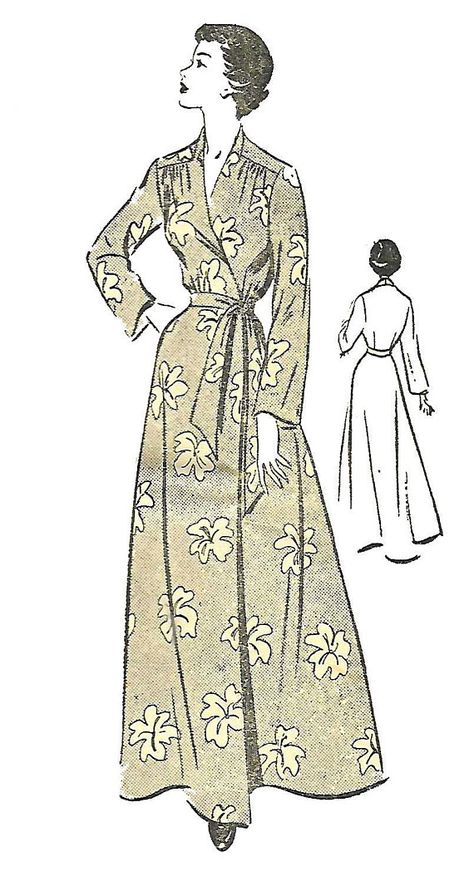 Vintage 1940's Sewing Pattern Wrap Housecoat Robe Dressing Gown Stylish Yoke Rare B 36" WW2 WWII House Dress Pattern, Oud Hollywood, Dressing Gown Pattern, 1940s Dress Pattern, 1950s Sewing Patterns, Gown Pattern, Dressing Gown Robe, Dressing Gowns, Impressionist Paintings