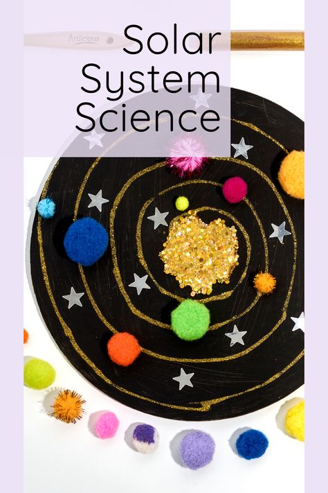 Learning About Space Preschool, School Solar System Project, Solar System Art For Kids, Preschool Solar System Crafts, Solar System Art Preschool, Planet Activities For Toddlers, Space Preschool Activities Art Projects, Planet Art Preschool, Space For Preschoolers Solar System