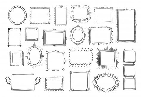 Hand Drawn Frames, Drawn Frames, Frame Drawing, Frames Vintage, Doodle Frame, Doodle Frames, Drawing Frames, Vector Sketch, Doodle Sketch