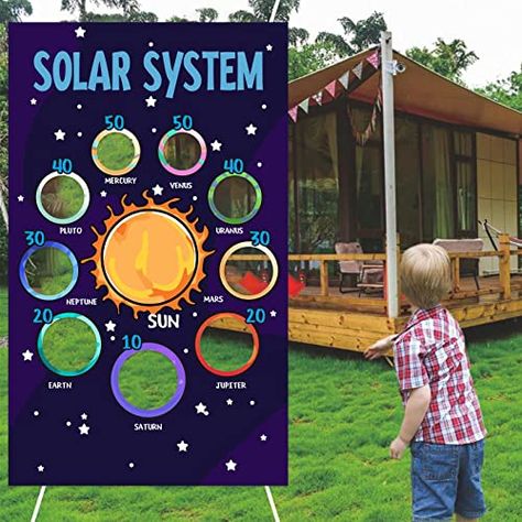 Space Theme Birthday Party Games, Solar System Birthday Party Decorations, Galaxy Birthday Party Games, Solar System Themed Birthday Party, Galaxy Party Games, Space Birthday Party Activities, Space Birthday Activities, Space Birthday Games, Space Theme Games