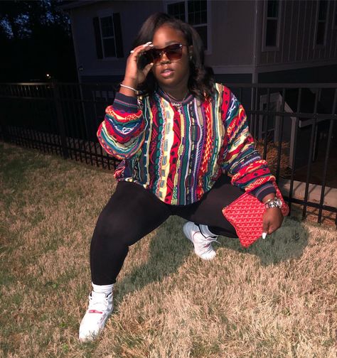 HOWEVER🗣 I stay Coogi down to the socks, rings & watch filled with rocks💎 📸: @__kayluhh Coogi Sweater Outfit Women, Coogi Sweater Outfit, Sweater Outfit Women, Coogi Sweater, Sweater Outfit, Ring Watch, Outfit Women, Christmas Sweaters, Socks