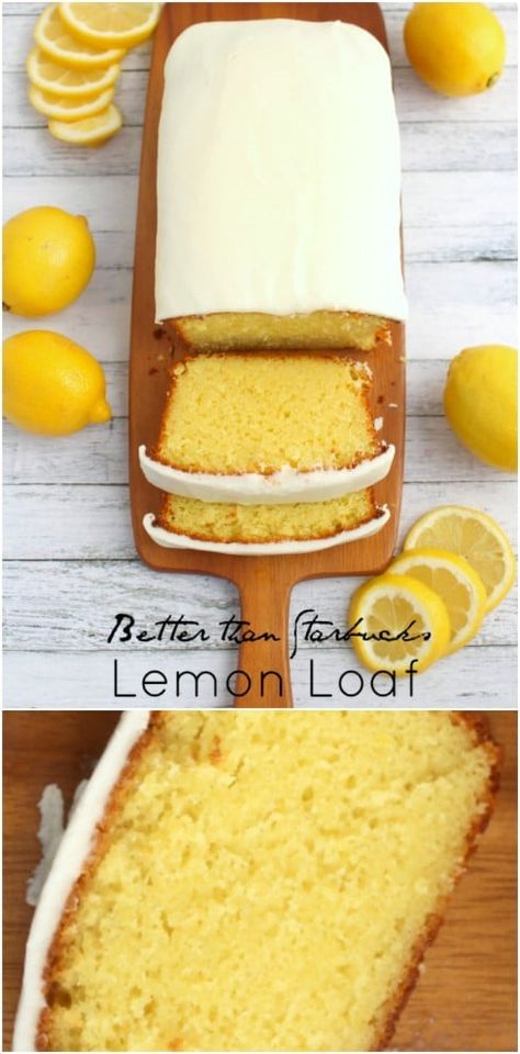 35 Copycat Starbucks Recipes That Are Just As Good – If Not Better Than The Original Lime Pound Cake, Delicious Lemon Cake, Lemon Loaf Recipe, Starbucks Lemon Loaf, Starbucks Lemon, Lemon Frosting, Copycat Starbucks Recipes, Lemon Loaf, Loaf Recipes