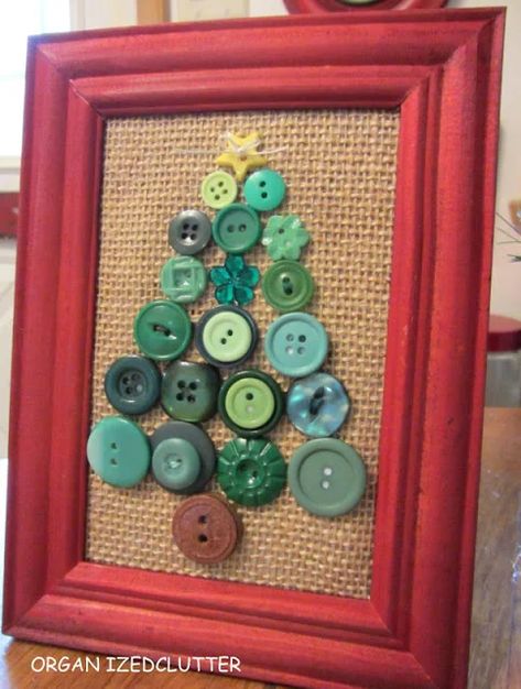 Framed Button Christmas Tree Christmas Button Crafts, Diy Button Crafts, Button Ornaments, Button Tree, Diy Winter, Christmas Buttons, Holiday Tree Decorations, Metal Tree Wall Art, Crafts For Seniors