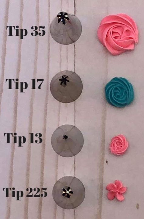 Piping Tips For Cookies, Cake Nozzles Design, Cake Nozzles And Their Designs, Piping Tip Guide, Easy Icing Flowers, Piping Tips For Flowers, Flower Icing Cupcakes, Wilton Piping Tips Charts, Royal Icing Flowers Tutorial