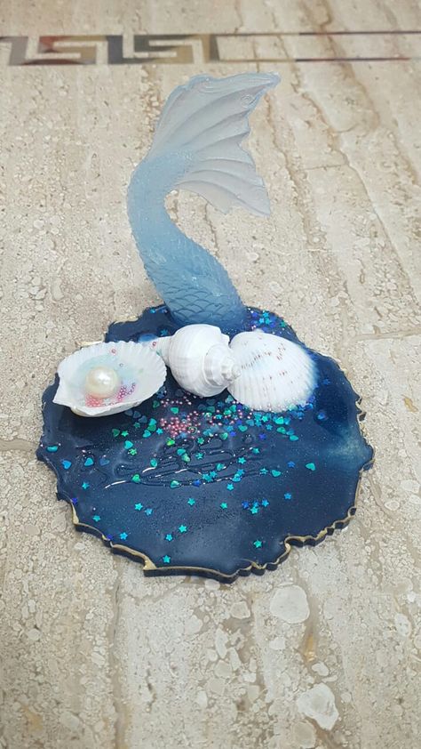 Mermaid tail Resin Coaster, Polymer Clay Creations, Mermaid Tail, Clay Creations, Polymer Clay, Mermaid