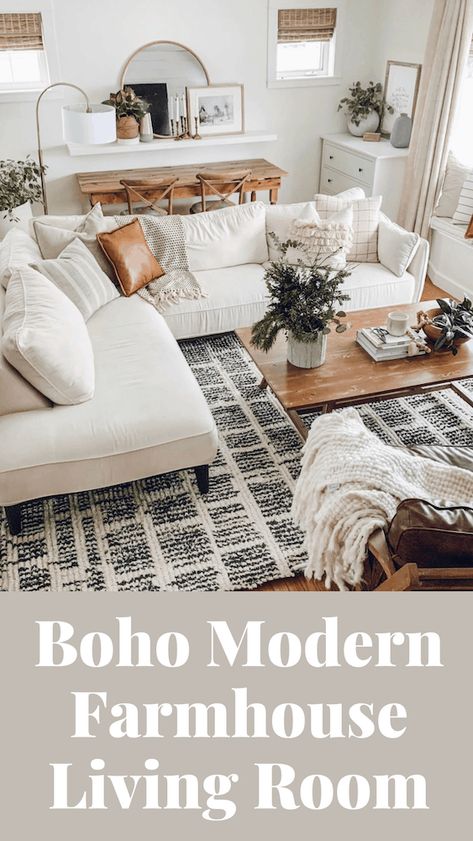 Boho Modern Farmhouse, Living Room Decor Neutral, Modern Farmhouse Living, Modern Farmhouse Living Room, Farmhouse Living Room, Boho Modern, Neutral Living Room, Living Room Decor Cozy, Living Room Decor Modern