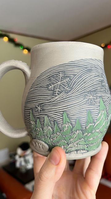 Melissa Gust on Instagram: "Part one: The Trees 🌲 🌲 Sequel coming soon to a theater near you 👀 This is basically the sound that plays in my head when I work. #processart #mnartist #winterpine #pinetrees #wip #sgraffito #inlay #sgraffitopottery #handcrafted #winterart" Sgraffito Mountains, Clay Sgraffito, Tree Carving, Art Clay, Sgraffito, Winter Art, Pottery Designs, Process Art, Pottery Ideas