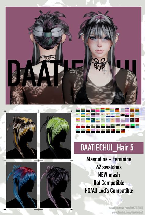 DAATIECHUI_Hair 5 (Public Release:24/02/19) | Patreon Sims 4 Cc Bob Hair, Sims Body Cc, Alpha Hair Cc, Sims 4 Short Hair, Ts4 Alpha Hair, Alt Sims, Sims4 Cc Hair, Club Aesthetics, Sim4 Cc