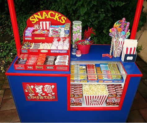 Childs concession stand goodies ShariesCandyBuffets.com Sacramento,CA Diy Movie Theater Concession Stand, Movie Concession Stand Ideas, Movie Night Concession Stand Ideas, Concession Stand Ideas Diy, Baseball Concession Stand, Concession Stand Ideas, Diy Concession Stand, Cubs Birthday Party, Snack Stash