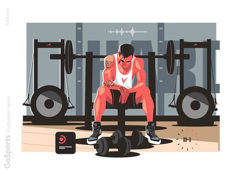 Man sit after workout illustration by Anton Fritsler (kit8) for Kit8 on Dribbble Gym Illustration Art, Gym Animation, Gym Drawing, Workout Illustration, Gym Illustration, Fitness Illustration, Workout Art, Flat Character, Gym Boy