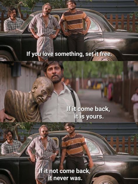 Dada Movie Friendship, Mahaan Movie Wallpaper, Classic Movie Quotes, Tattoos Love, Funny Couples Texts, Comedy Pictures, Best Movie Quotes, Cinema Quotes, Movie Dialogues