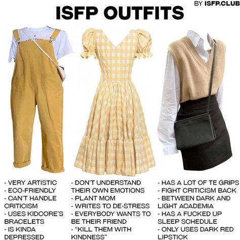 #mbti #isfp #outfit #mbtimeme #yellowoutfit #isfpmeme Isfp Outfit, Mbti Outfits, Isfj Personality, Intj And Infj, Yellow Outfit, Mbti Personality, Human Design, Light Academia, Intj