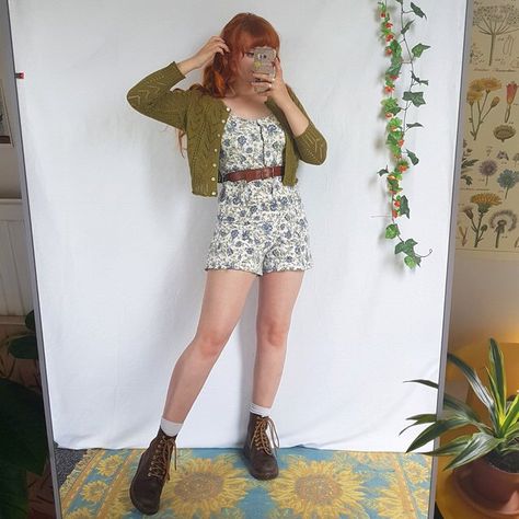 Look what I just found on Depop 🙌  https://depop.app.link/nooNPKr5yY Summer Outfits Artsy, Cottagecore Shorts Outfit, Lesbian Outfits Feminine, Artsy Style Outfits, French Tuck, Nature Outfits, Luanna Perez, Lesbian Fashion, Cottagecore Outfits