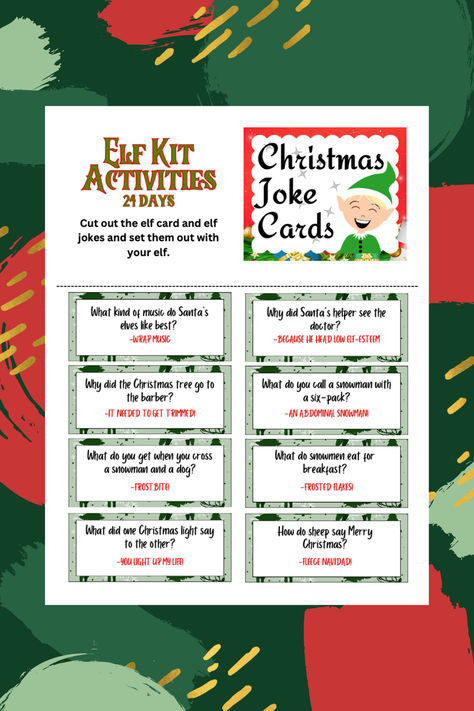 Add giggles to your elf tradition with these printable Christmas joke cards! Featuring light-hearted holiday humor, these jokes are perfect for daily surprises from your elf. Bring smiles and laughter to your holiday mornings with this fun activity for kids. Elf Jokes, Funny Christmas Cards Diy, Christmas Cards Diy, Fun Activity For Kids, Elf Kit, Holiday Morning, Funny Printables, Christmas Jokes, Santa Helper