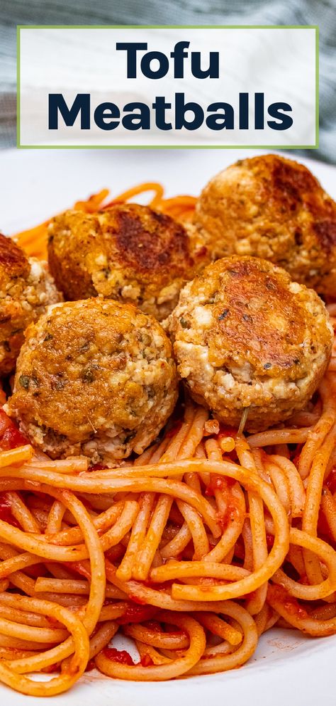 Tofu Meatballs are a super easy recipe that you'll love in your pasta! These flavorful meatless meatballs are ready in just 20 minutes! Tofu Meatballs Easy, Tofu Balls Recipe, Vegan Tofu Recipes Easy, Healthy Tofu Recipes, Easy Tofu Recipes, Vegan Tofu Recipes, Tofu Meatballs, Vegan Meatballs Recipe, Easy Tofu