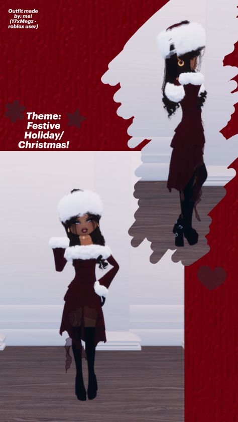 Dress to Impress (Roblox) Outfit - VIP + moongazer girl set needed - for festive holiday/Christmas theme! Dress To Impress Outfits, Outfits Roblox, Roblox Game, Best Dress, Holiday Break, Roblox Outfit, Christmas Theme, Fall Festival, Festive Holiday