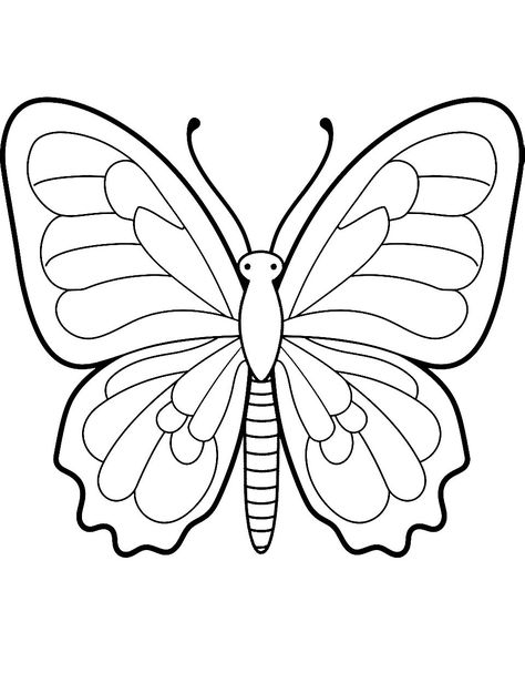 Simple Symmetry: An easy coloring page with a symmetrical butterfly outline, perfect for preschoolers. (Free Printable Coloring Page for Kids) Butterfly Coloring Pages Free Printable, Butterfly Drawing Outline, Symmetrical Butterfly, Butterfly Coloring Pages, Butterfly Outline, Memory Verses, Butterfly Stencil, Butterfly Coloring, Spring Coloring Pages