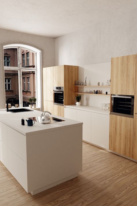 Kitchen Ideas - PerfectSense Product Portfolio Minimal Kitchen Design, Textured Decor, Laminate Worktop, Minimal Kitchen, Wooden Texture, Popular Decor, Perfect Sense, Virtual Design, Led Furniture