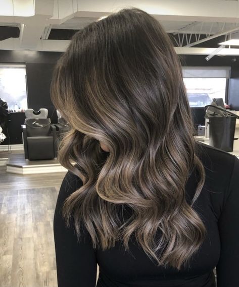 Saddle Brown Hair Color, Dark Brunette Hair With Ash Blonde Highlights, Hair Color Burnett, Brown Balayage Hair Ash, Baylage Hair 2023, Neutral Light Brown Balayage, Deep Brunette Balayage, Brunette Ash Balayage Hair, Ash Brown On Black Hair