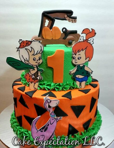 Flinstones Cake Twin Birthday Themes, Twin Birthday Cakes, Baby Birthday Party Theme, Twin Birthday Parties, Twins 1st Birthdays, Twin First Birthday, 2nd Birthday Party Themes, Twin Birthday, Baby Birthday Party