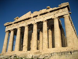 The Parthenon is a famous structure from 447 BC to 438 BC. It was the first building that held laws in Athens, Greece Greek Pillars, Sparta Greece, Mythological Names, Greek Ruins, Doric Column, Greek Architecture, Istoria Artei, Ancient Greek Architecture, History Literature