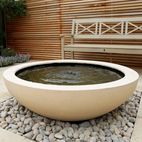 Planters & waterbowls - Urbis Design - Contemporary Concrete Planters and Furniture Diy Bowl Water Feature, Pergola Seating, Patio Water Fountain, Water Plants Indoor, Limestone Paving, Tree Bed, Courtyard Gardens, Contemporary Planters, Meditation Garden