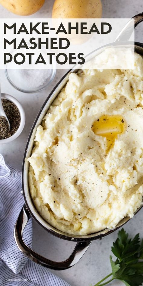 Make Ahead Mashed Potatoes Recipe, Reheat Mashed Potatoes, Cooking Mashed Potatoes, Make Ahead Mashed Potatoes, Baked Mashed Potatoes, Potatoes In Oven, Mashed Potato Casserole, Instant Mashed Potatoes, Best Mashed Potatoes