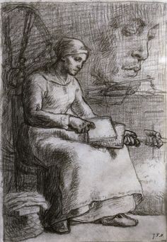 Jean-François_Millet - Google zoeken Jean Francois Millet, Barbizon School, Van Gogh Self Portrait, Drawing Models, Honore Daumier, Realism Artists, Drawing Styles, Academic Art, Ink Brush