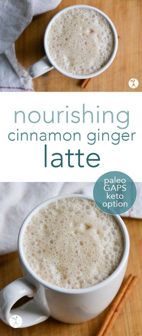 Cinnamon Ginger Latte :: paleo, GAPS-friendly, keto option Ginger Drinks, Drinks Healthy, Ginger Drink, Chilly Morning, Ginger Benefits, Gaps Diet, Ginger And Cinnamon, Morning Drinks, Coffee Health Benefits