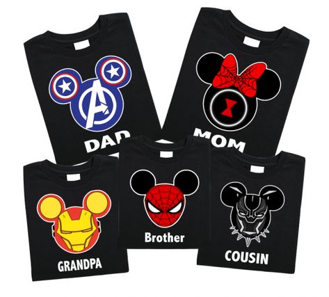 Family Of 4 Disney Shirts, Disney Tshirt Ideas Families, Family Disney Shirts Matching, Disney 2025, Disney Mickey Ears, Disney Trip Shirts, Vacation Family, Disneyland Shirts, Marvel Shirt