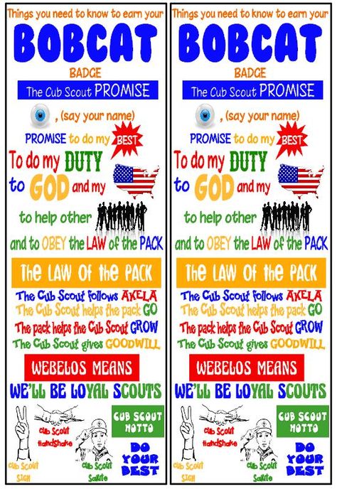 Cub Scouts cheat sheet for earning your Bobcat! Cub Scout Badges, Cub Scout Games, Boy Scout Activities, Cub Scouts Wolf, Tiger Scouts, Cub Scouts Tiger, Cub Scout Crafts, Wolf Scouts, Scout Games